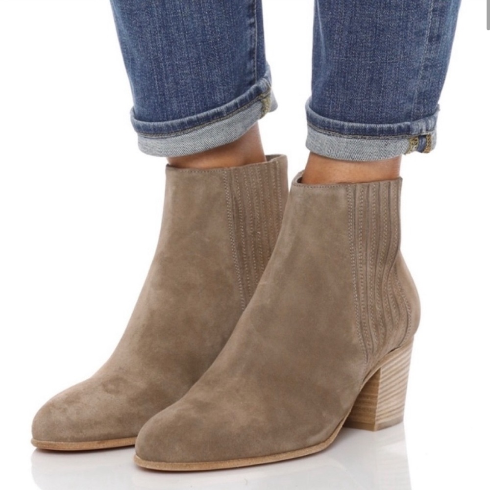 Vince Haider Suede Chunky Heel Slip On Ankle Boots Size 8 - Picture 7 of 8